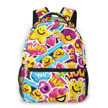 

Backpack Women Shoulder Bag For Teenage Girls Cartoon Smiley Faces Sticker Emoji Bagpack Female Ladies School Backpack
