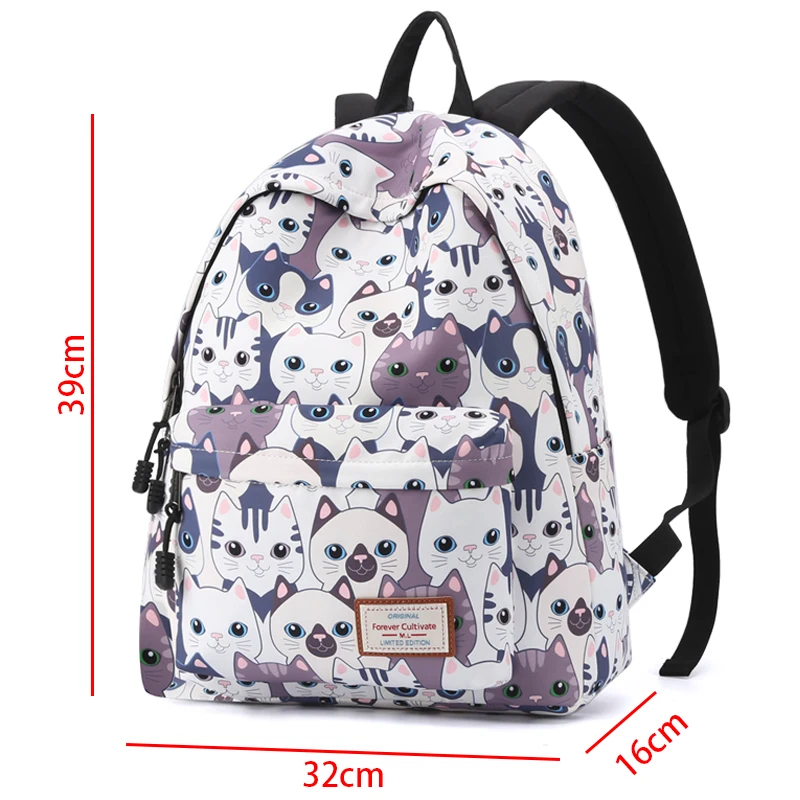Популярный брендовый женский рюкзак Laotop, школьные сумки для девочек-подростков, с рисунком кота, модная Женская Студенческая сумка, водонепроницаемый рюкзак