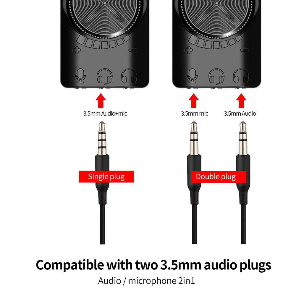 Headset Audio Jack Cable Adapter Switch Volume Adjustment GS3 7.1 Channel USB Sound Card Adapter External Volume Adjustable