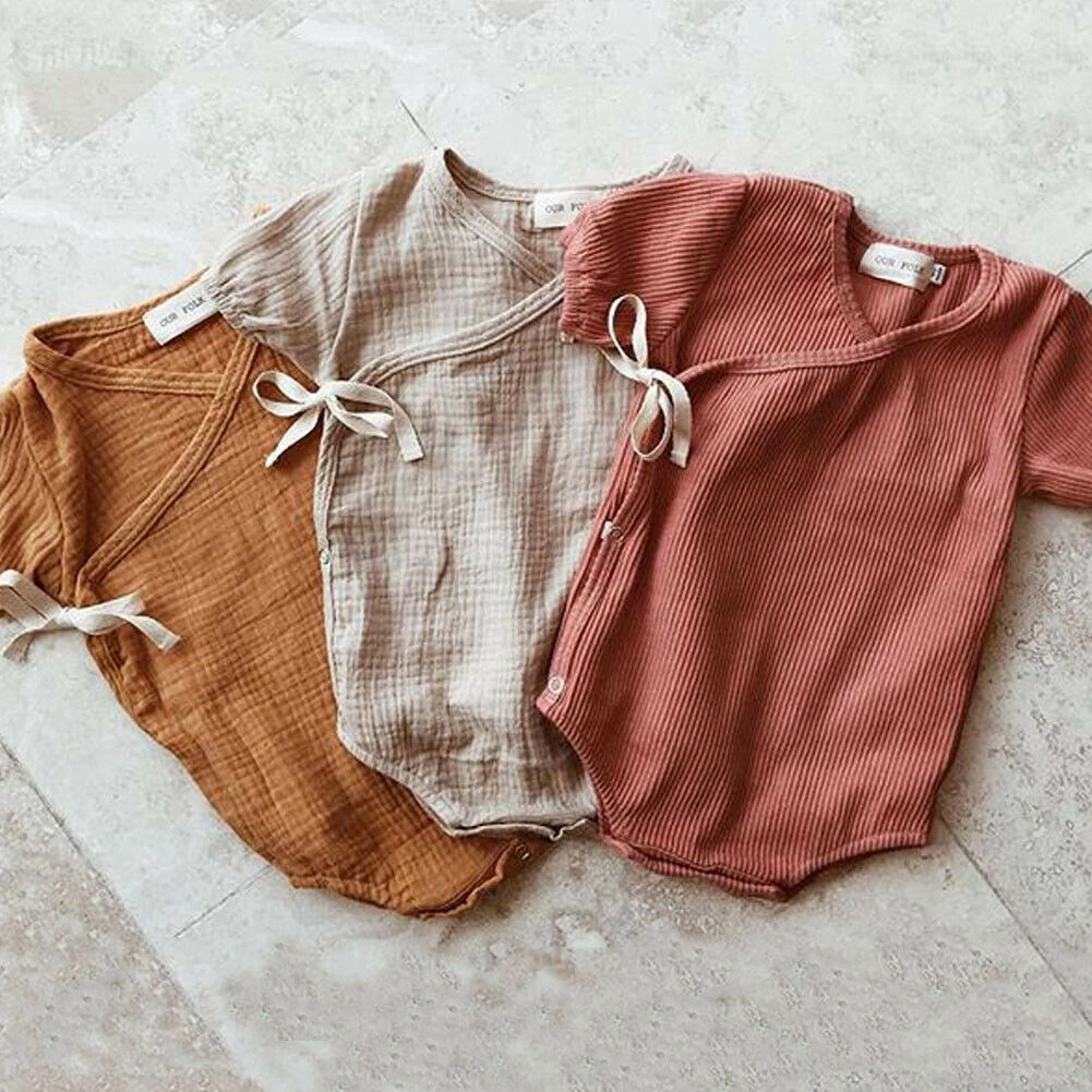 0-18M Kids Summer Short Sleeve Plain Romper Elegant Casual Cute lovely Girls Outfits Newborn Sunsuit Baby Boy Clothes bamboo baby bodysuits	