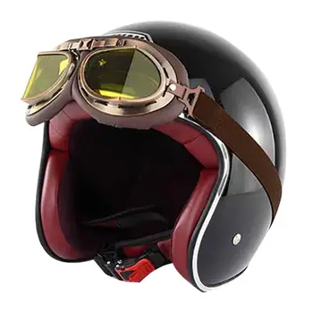 

Vintage Half Motorcycle Helmet Open Face Electric Bicycle Casque Goggles Visor For Scooter Cycling vintage Helmet For Harley