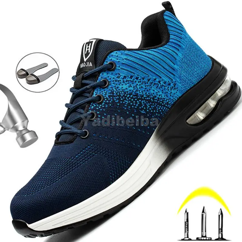 Zapatos de seguridad para hombre y mujer, botas de trabajo con punta de acero Kevlar a prueba de perforaciones, zapatillas ligeras con cojín de aire, zapatos de trabajo a la moda Unisex - Imagen 2