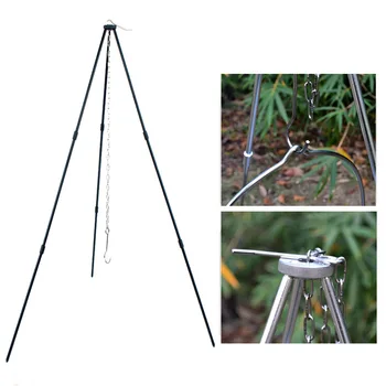 

Mini Camping BBQ Tripod Portable Picnic Hanger Cook Hanging Shelf Campfire Grill Mini Tripod Stainless Steel Campfire Bracket