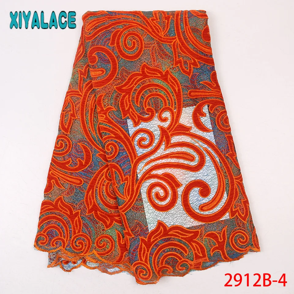Оранжевая африканская кружевная ткань 2019 высокое качество кружева тюль