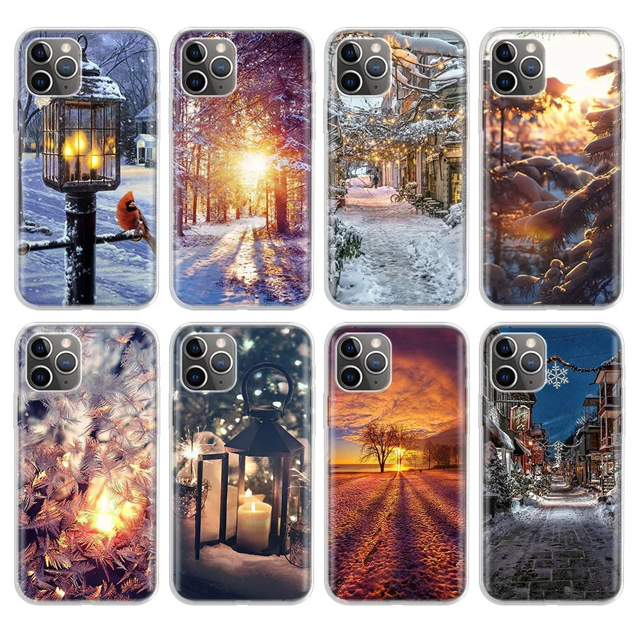 

Landscape Winter Light Snow Phone Case For Apple iPhone 11 Pro 6 6S 7 8 Plus 10 X XS MAX XR 5 5S SE Phone Case Cover