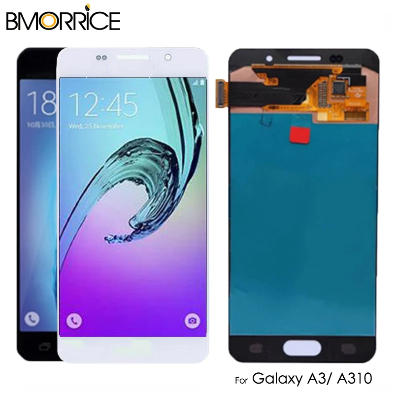 Для Samsung Galaxy A3 A310 A310F SM-A310F ЖК-дисплей OLED сенсорный экран дигитайзер сборка Регулировка яркий
