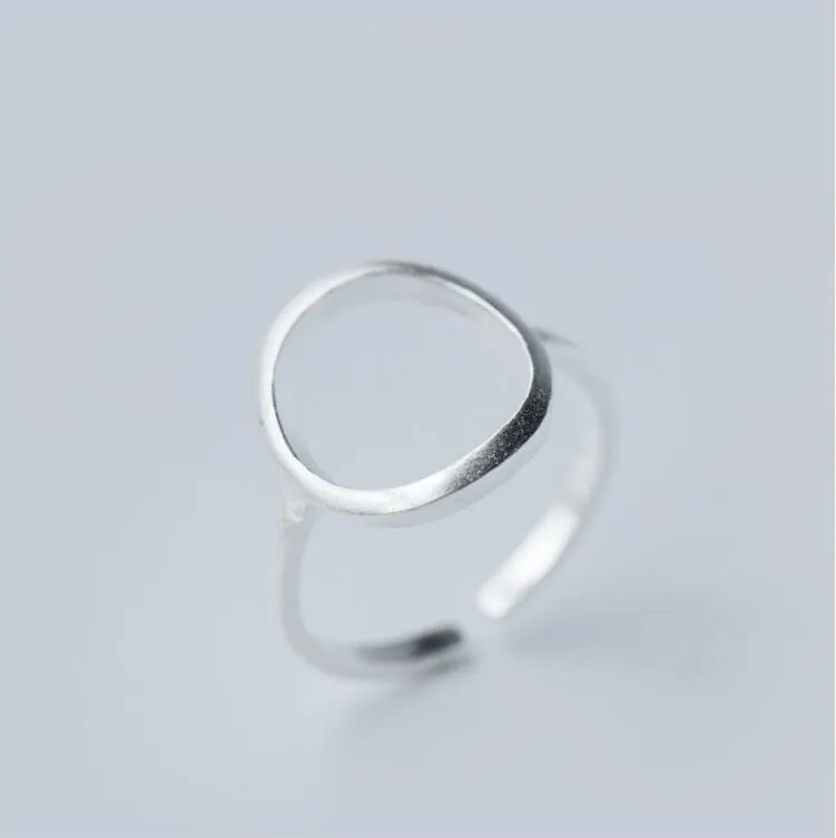 925 Sterling Silver Open Round Rings for Women Simple Geometric Circle Finger Ring_conew1