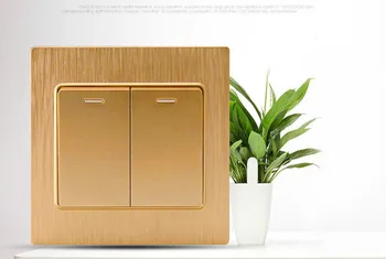 

Switch socket champagne gold brushed panel two open wall switch multi-control GOOD