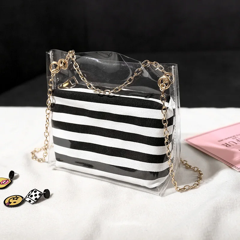 

2019 Summer New Style Fashion Contrast Color PU Leather Bag Shoulder Phone Bag Shoulder Transparent Bags Guangzhou WOMEN'S Bag