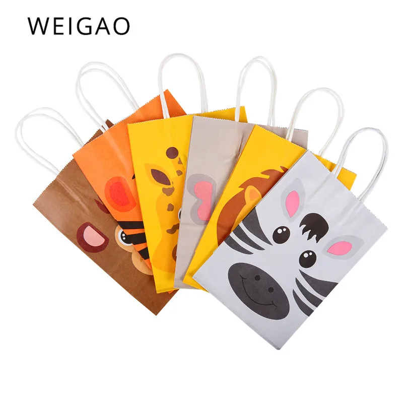WEIGAO 12 шт для вечеринки в стиле сафари бумажные пакеты для детей день рождения животные подарочные пакеты коробки ДЖУНГЛИ зоопарк конфеты коробки Декор детский душ