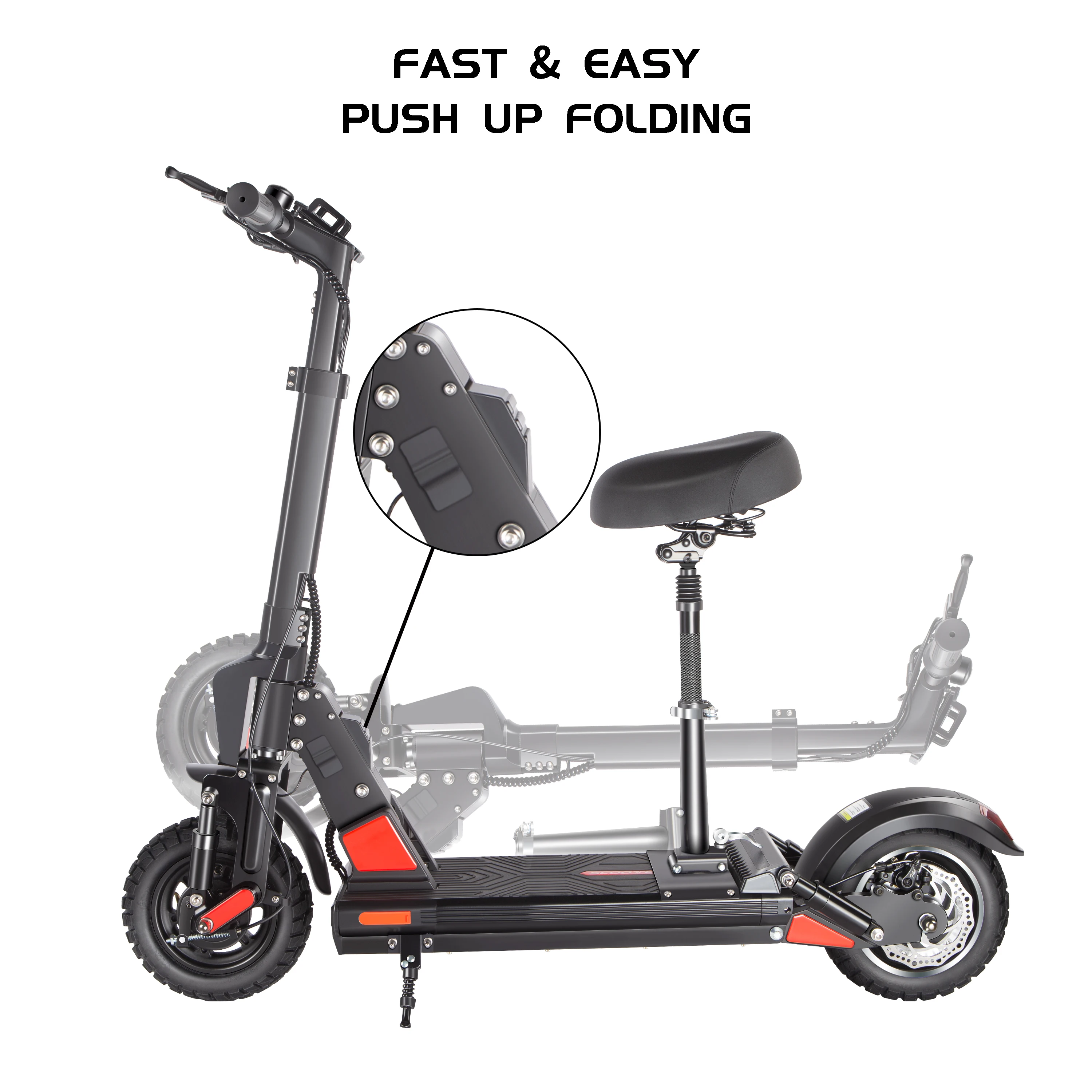 Electric Scooter 48V max 45km/h Foldable Adult Off-road Tire Upgrade 500W Powerful Motor Battery C1PRO e scooter with free seat