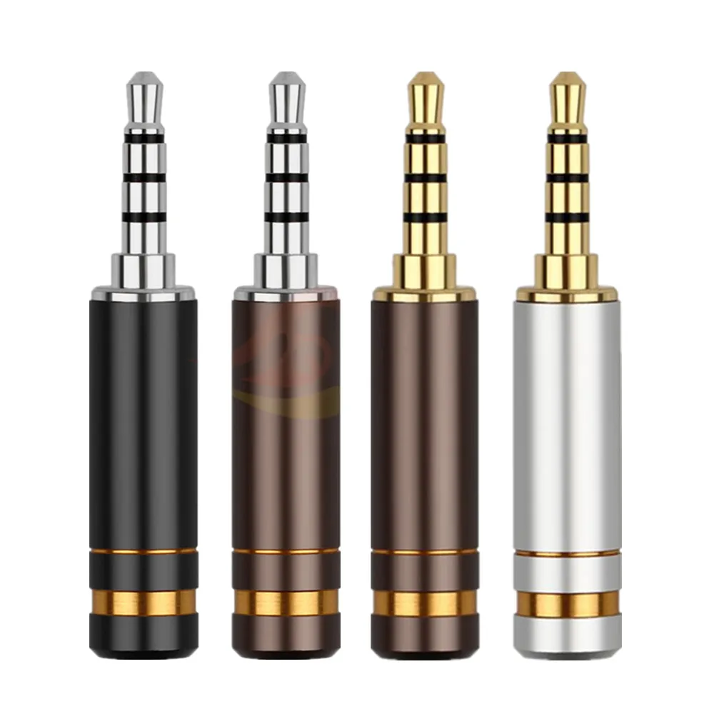 10pc 3 5mm Audio jacks Headphone Replacement 3 5 Jack Adapter 4 Pole Copper Gold Rhodium Plating Speaker Wire Connector DIY
