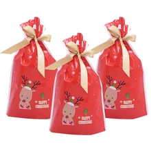 5/10 шт. новогоднее; рождественское Комплект карман красный Пластик Еда олень конфетная сумка для хранения с завязкой Рождественский мешок изготовленный на заказ подарок декор