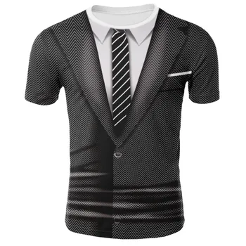 

Men's T-shirt, Fake Two Pieces. Street Style, Party Printing T-shirt, Eye-catching Large T-shirt, New Style, Breathable