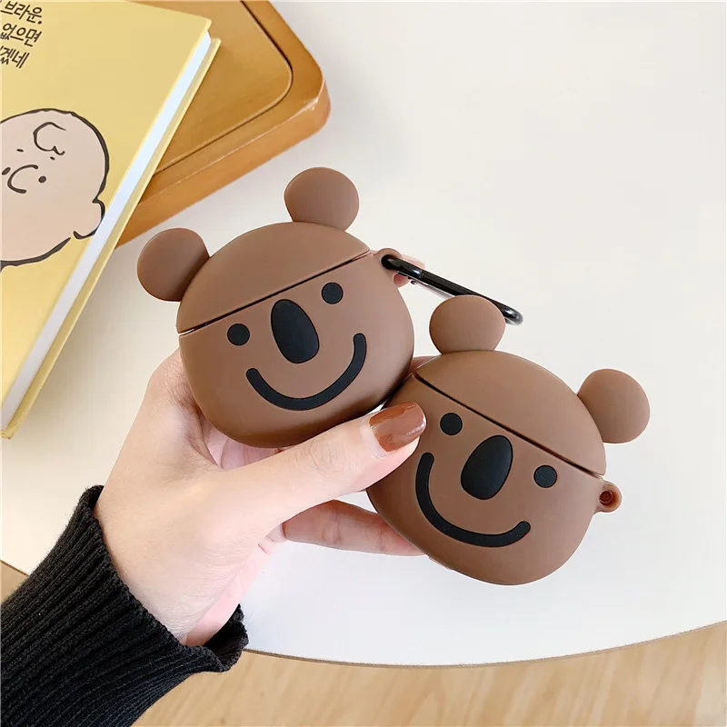 

For AirPod 2 Case 3D Brown Koala Bear Cartoon Soft Silicone Wireless Earphone Cases For Apple Airpods Case Cute Cover Funda