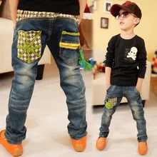 Новинка года; сезон весна-осень; стильные детские джинсы; детская одежда в Корейском стиле; модные длинные брюки для больших мальчиков; Облегающие Модели