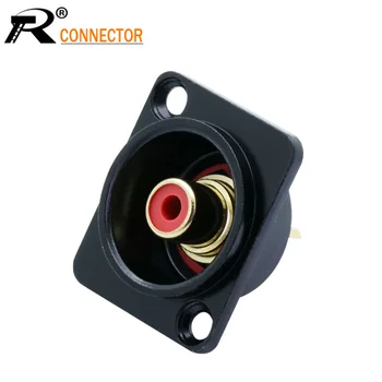 

1pc Luxury Soldered Gold Plated RCA Female Black Panel Socket RCA Jack Panel Chassis Mount Square Red&Black