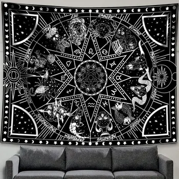 

12 constellations star sun Tarot Hippie object Tapestry Wall Hanging r Various styles Psychedelic Abstract Carpet Beach towel