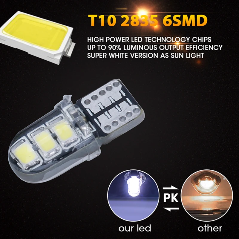 10X2835 6SMD T10 белая лампа светодиодная сигнальная лампа автомобильная лампа W5W Led T10 Светодиодные лампы для автомобилей Белый 5W5 габаритные огни лампа для чтения