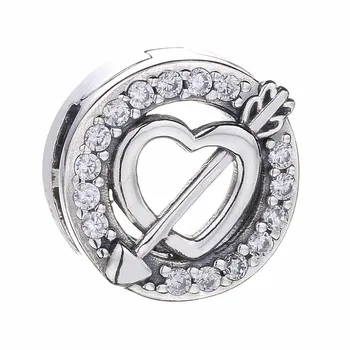 

Original Reflexions Asymmetric Heart & Arrow Clip Stopper Lock Beads Fit 925 Sterling Silver Charm Bracelet Diy Jewelry