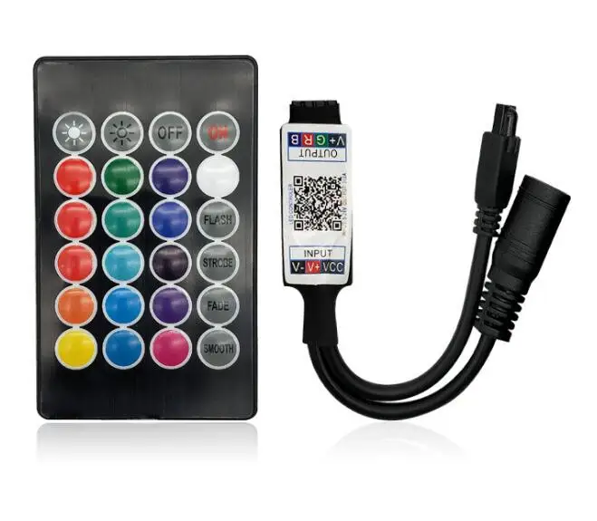 DC5V DC12V DC24V мини 24 кнопки, инфракрасный Bluetooth Smart APP RGB красочный светодиодный светильник контроллер - Цвет: Черный