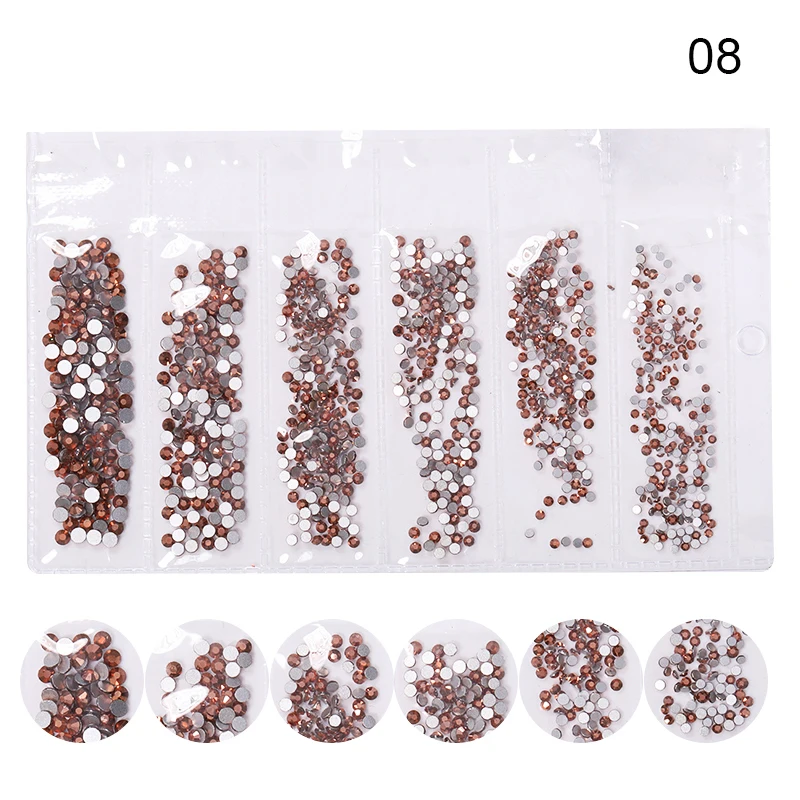 1700pcs Multi-size Glass 3D Rhinestones Set Nail Art Design Gems Nail Decorations Crystal Strass AB Stones Manicure Decorations - Цвет: 8