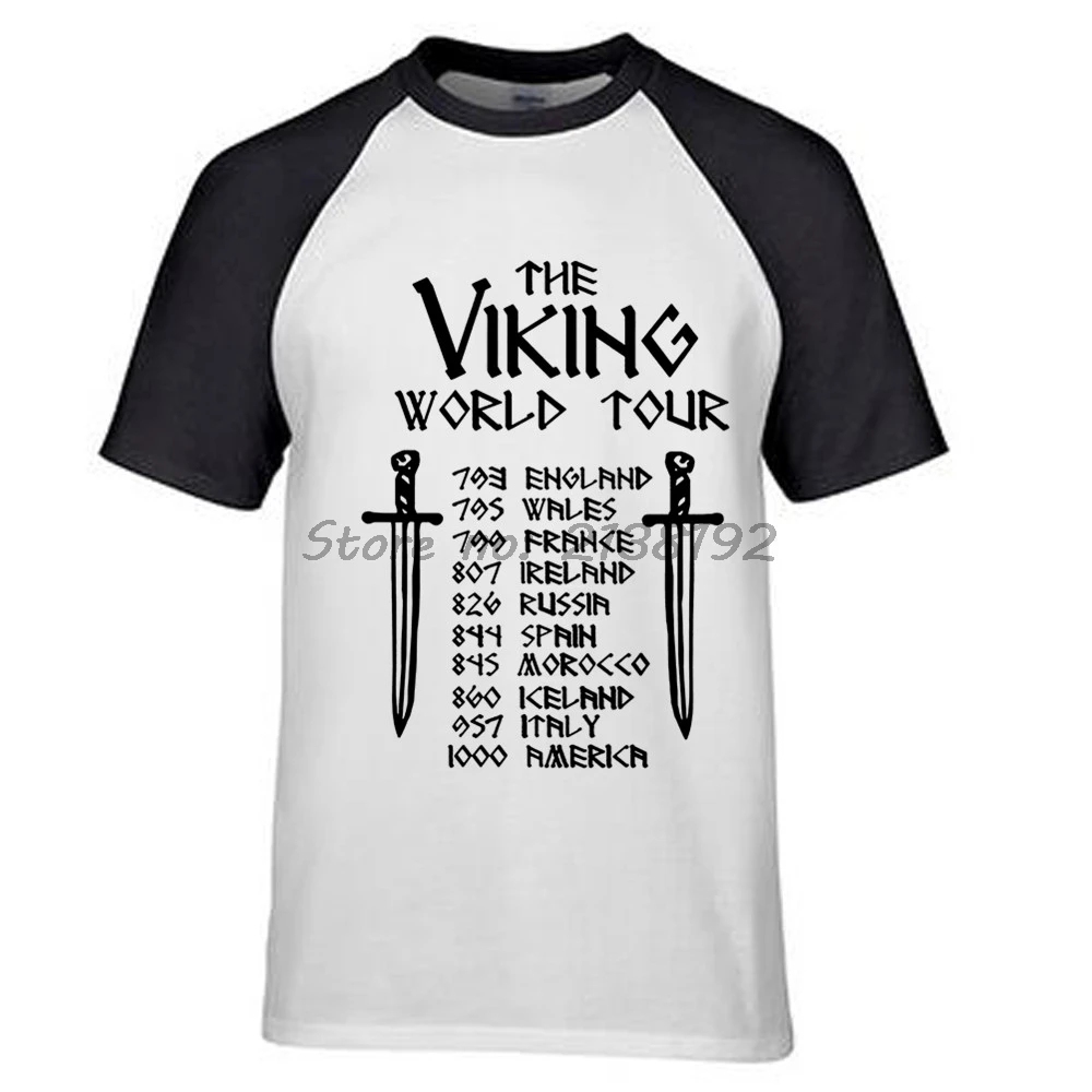 same as picture VIKING WORLD TOUR Хлопковая мужская футболка брендовая модная футболка мужские топы ODIN THOR RAGNAR NORGE VALHALLA - Цвет: same as picture