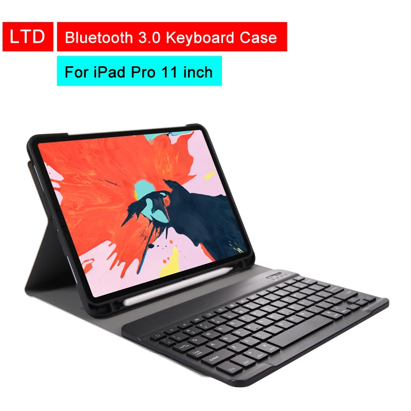 

Bluetooth 3.0 Tablet Keyboard Case For iPad Pro 11 inch Mediapad PU Flip Leather Protective Cover For Apple iPad With Keyboard