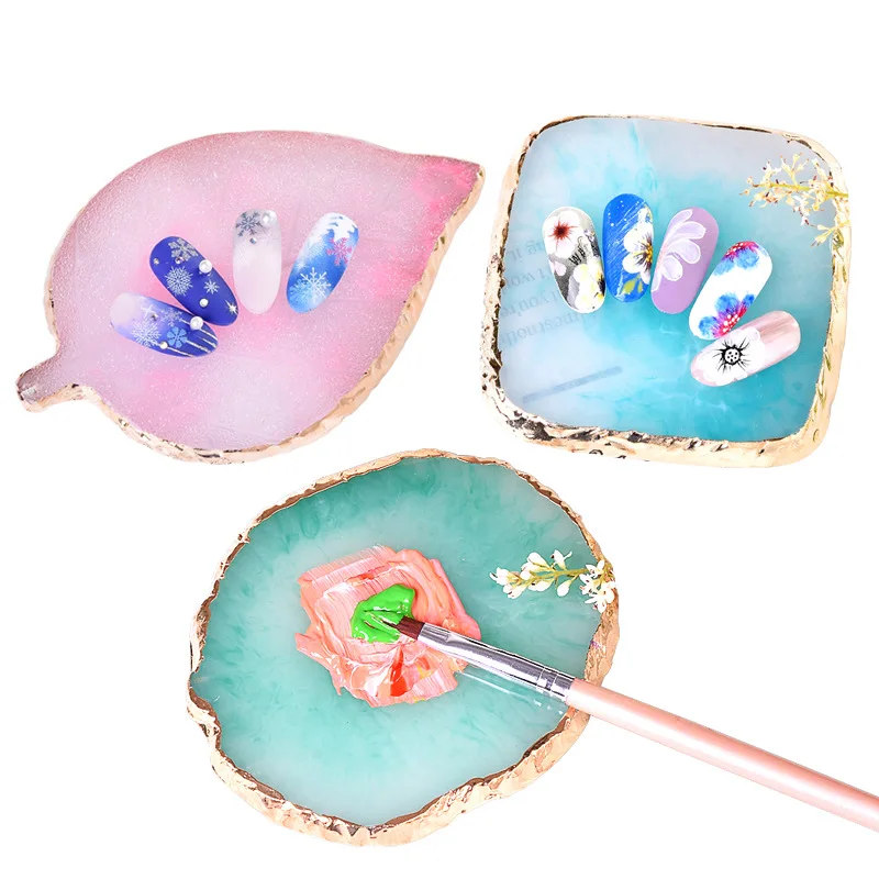 

1Pc Natural Resin Paint Palette Holder Drawing Nail Art Color Palette For Nail Color Mixing Display Nail Art Tools