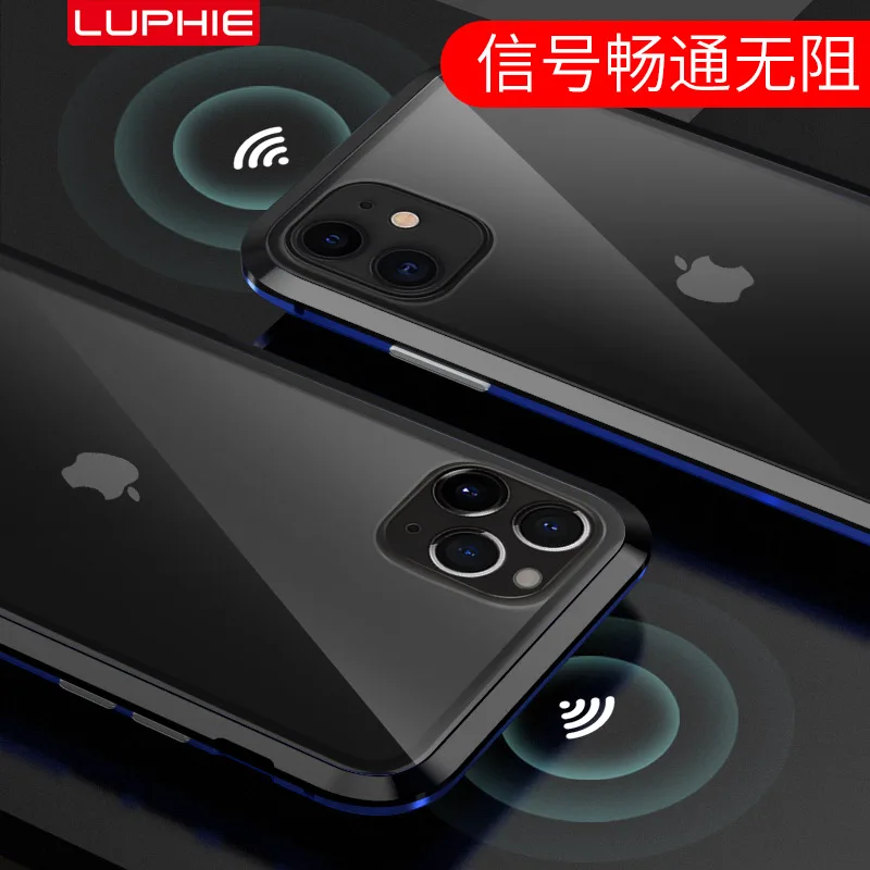 Для iPhone 11 Pro Max Чехол-Броня металлическая рамка Магнитная двойная закаленное стекло противоударный 360 чехол для iPhone 11 Pro Max чехол