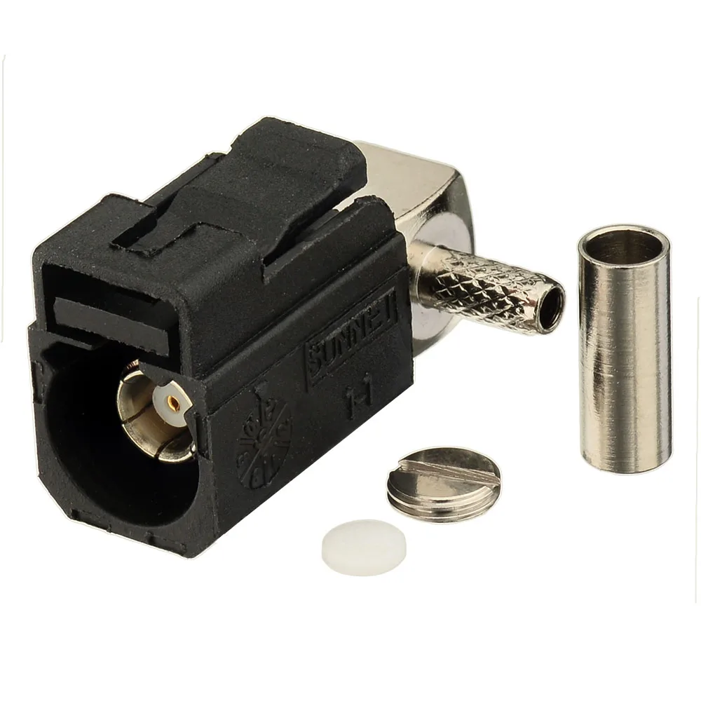 Superbat Fakra A Black /9005 Female Right Angle Radio without Phantom Supply Crimp RF Connector for Cable RG316 RG174 LMR100