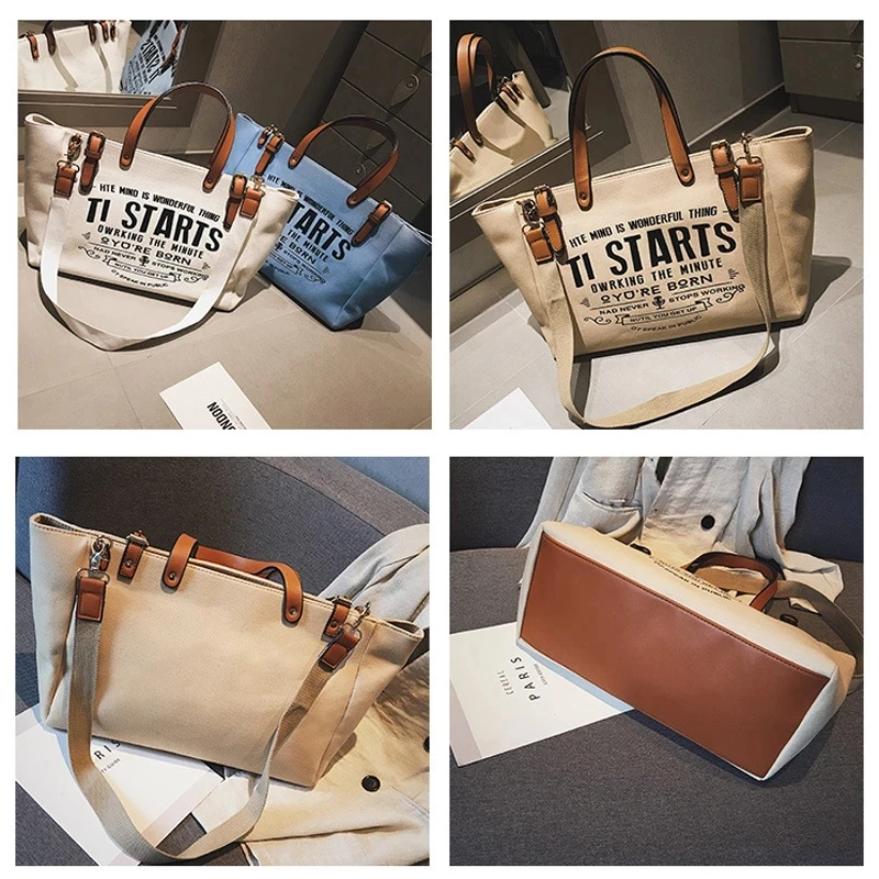 2021 New Casual Woman Tote Bag Fashion Female Canvas Portable Handbags Large capacity Shoulder Messenger Bags Shopping Bag