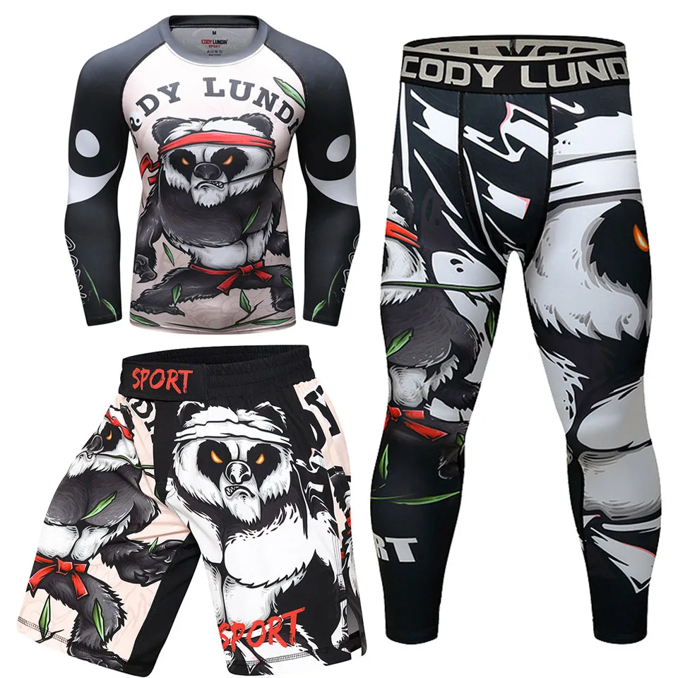 Jiu jitsu rushguard mma футболки + брюки мужские Муай Тай шорты боксерские трикотажные