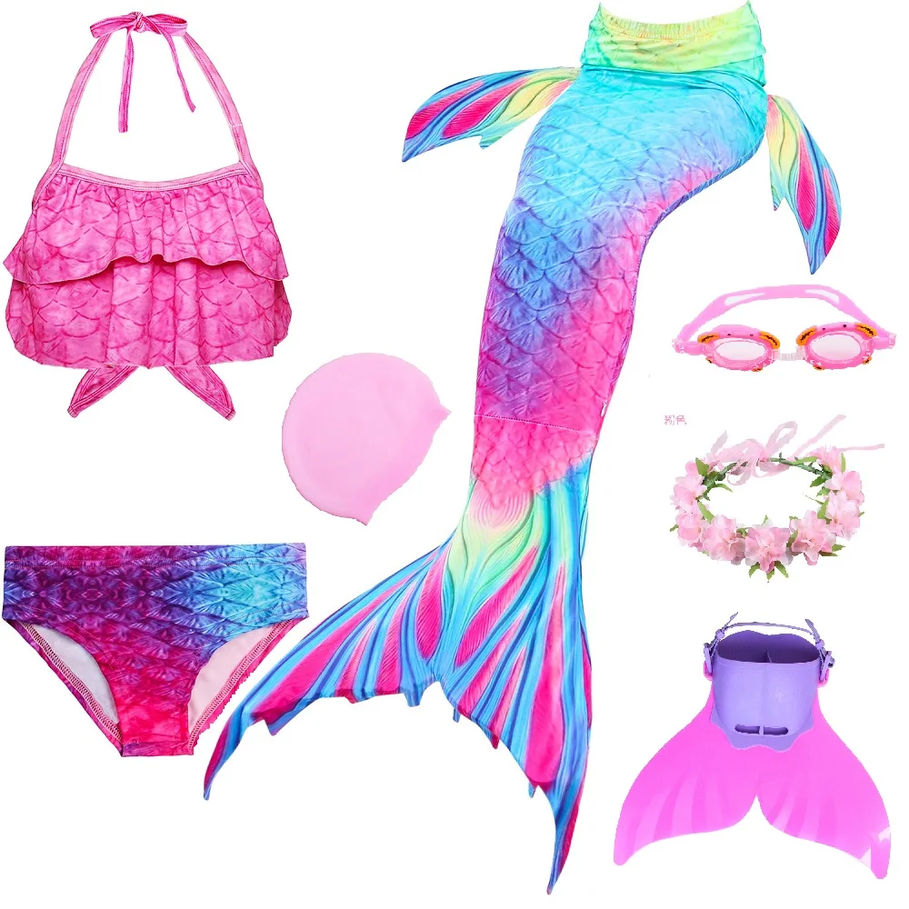 Hot Girls Mermaid Tail With Monofin For Swim Mermaid Swimsuit Mermaid Dress Swimsuit Bikini cosplay costume - Color: DH95 set 1