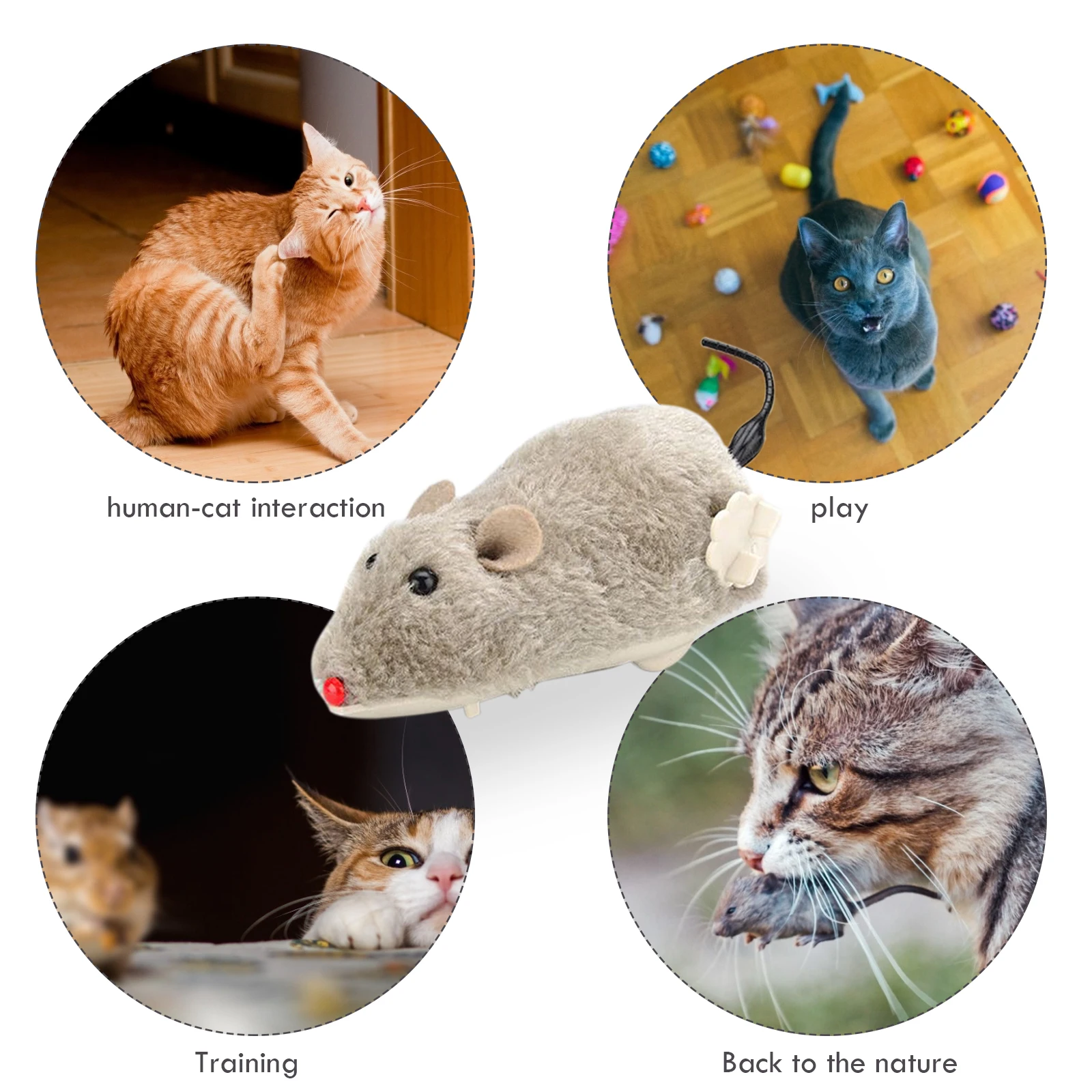 1pcs Wind Up Mouse for Cats Kitten Funny With Sound Rattling Soft Clockwork Rat Interactive False Mouse Cat Pet Toys