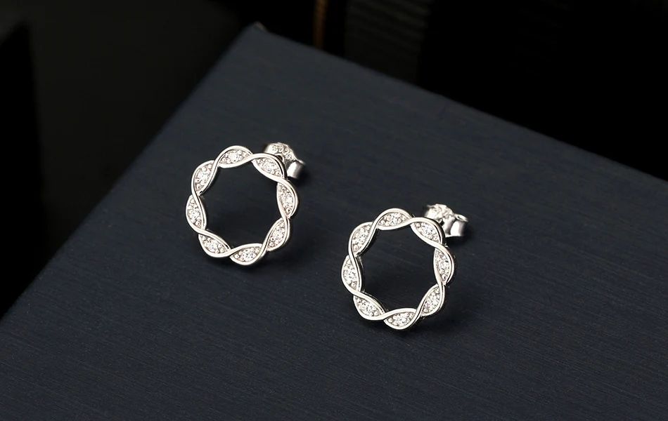 ORSA JEWELS подлинное серебро 925 пробы Двойные серьги-гвоздики спираль витая в форме цветка АААА циркониевые серьги ювелирные изделия SE163