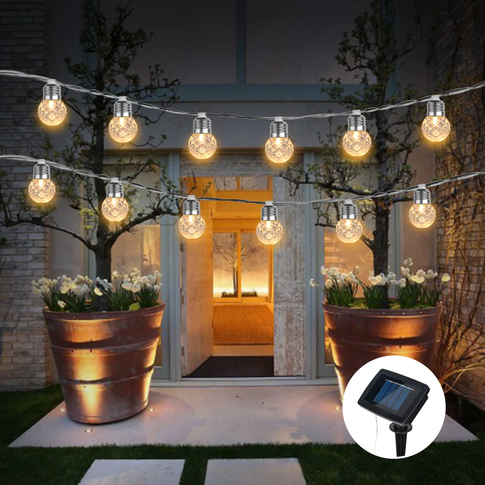 

Waterproof Solar Globe Bulb String Lights Outdoor Pineapple Ball LED Light String Garland Patio Chain Lamps Christmas Decoration