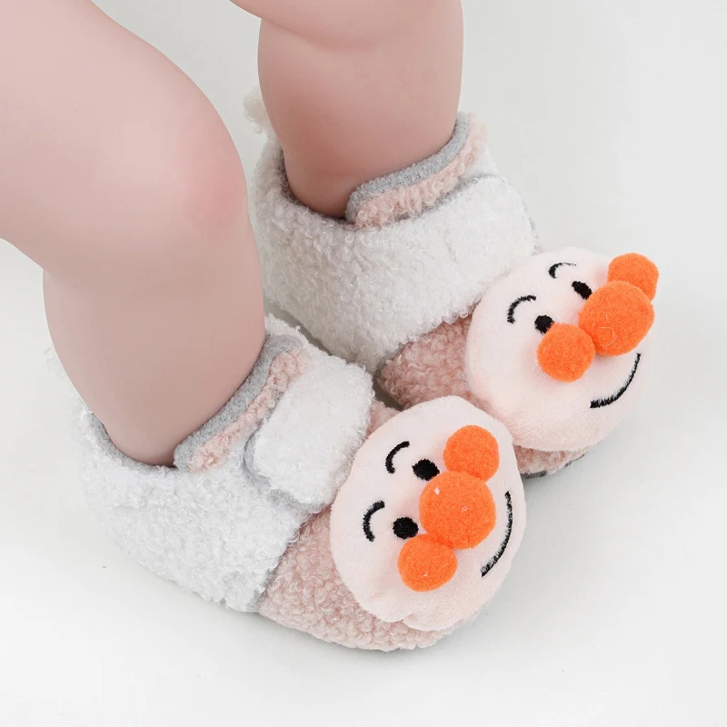 1529-3 Pink Зимние рождественские носки с Санта Клаусом и оленем; обувь для малышей; очень теплая обувь для маленьких девочек и мальчиков; удобная мягкая обувь на липучке - Цвет: 1529-3 Pink