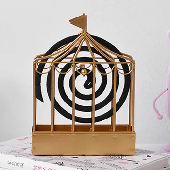 

Insect mosquito coil shelf Holder Home Decoractive Gold Shelves home décor Garden Outdoor Home Burner Birdcage