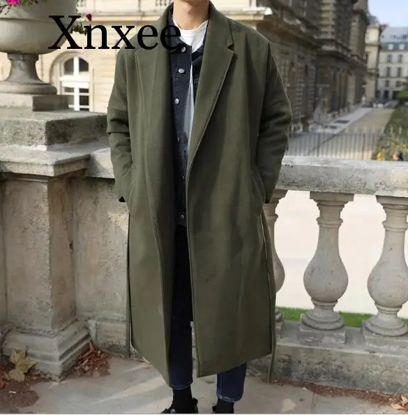 

Casual Loose Winter Fashion Long Wool Coats Turn Down Collar Solid Wool Blend Coat and Jacket Open Stitch Coat Overcoat