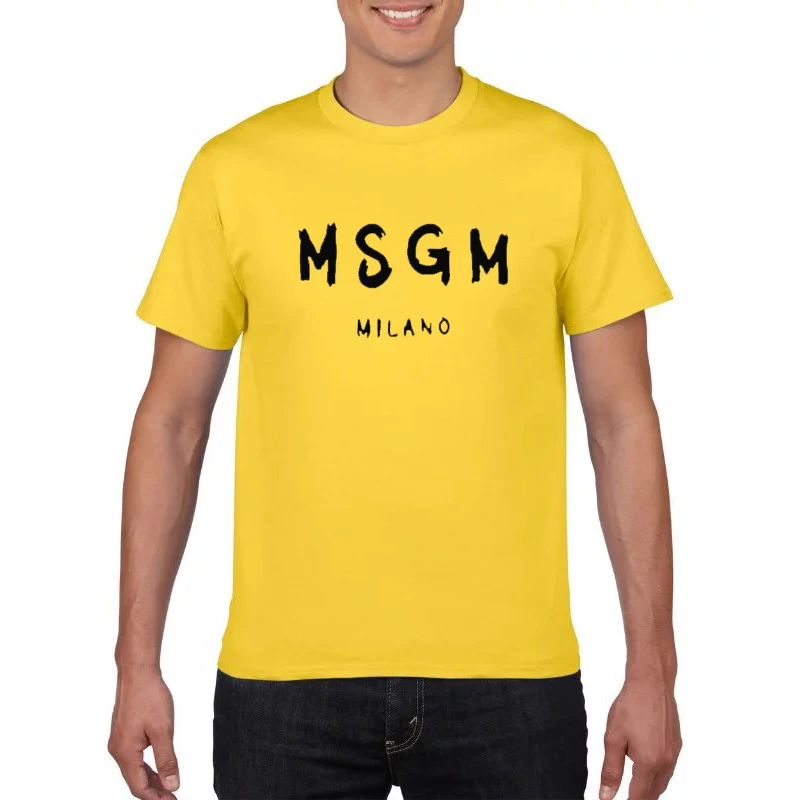 Модные MSGM печати для мужчин 100% хлопок футболки летняя футболка Мужской