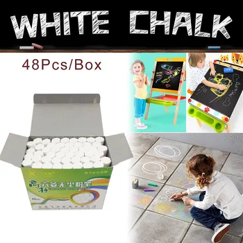

48Pcs/Box White Chalks Kids Pavements Sticks Assorted Art Floor Drawing Chalks Pretend painter Easy to use chalk For Kids