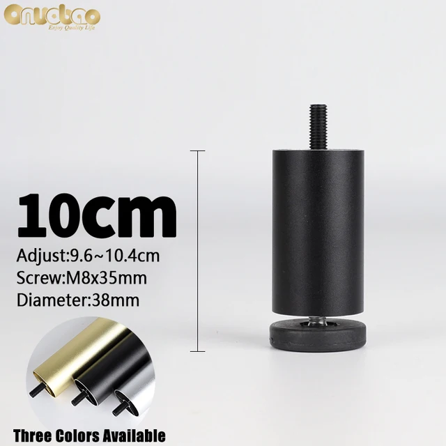 Onuobao 4PCS Furniture Leg M8 Screw Adjustable Aluminum Alloy Sofa Leg for Table Legs Raised Feet Refrigerator Washing Machine Black-10cm