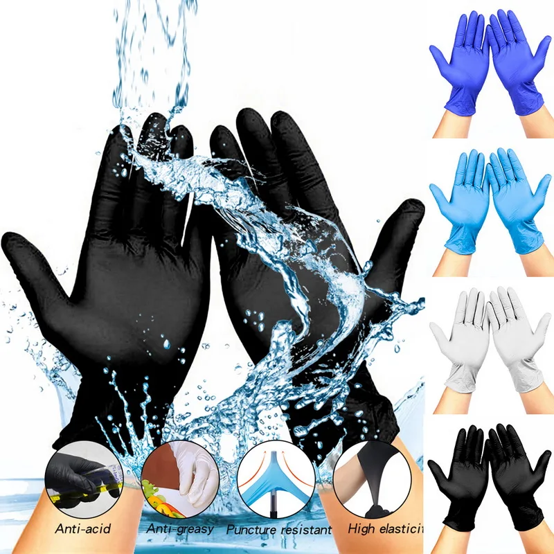 

100PCS Black Disposable Gloves Latex Dishwashing/Kitchen/Work/Rubber/Garden Gloves Universal For Left And Right Hand