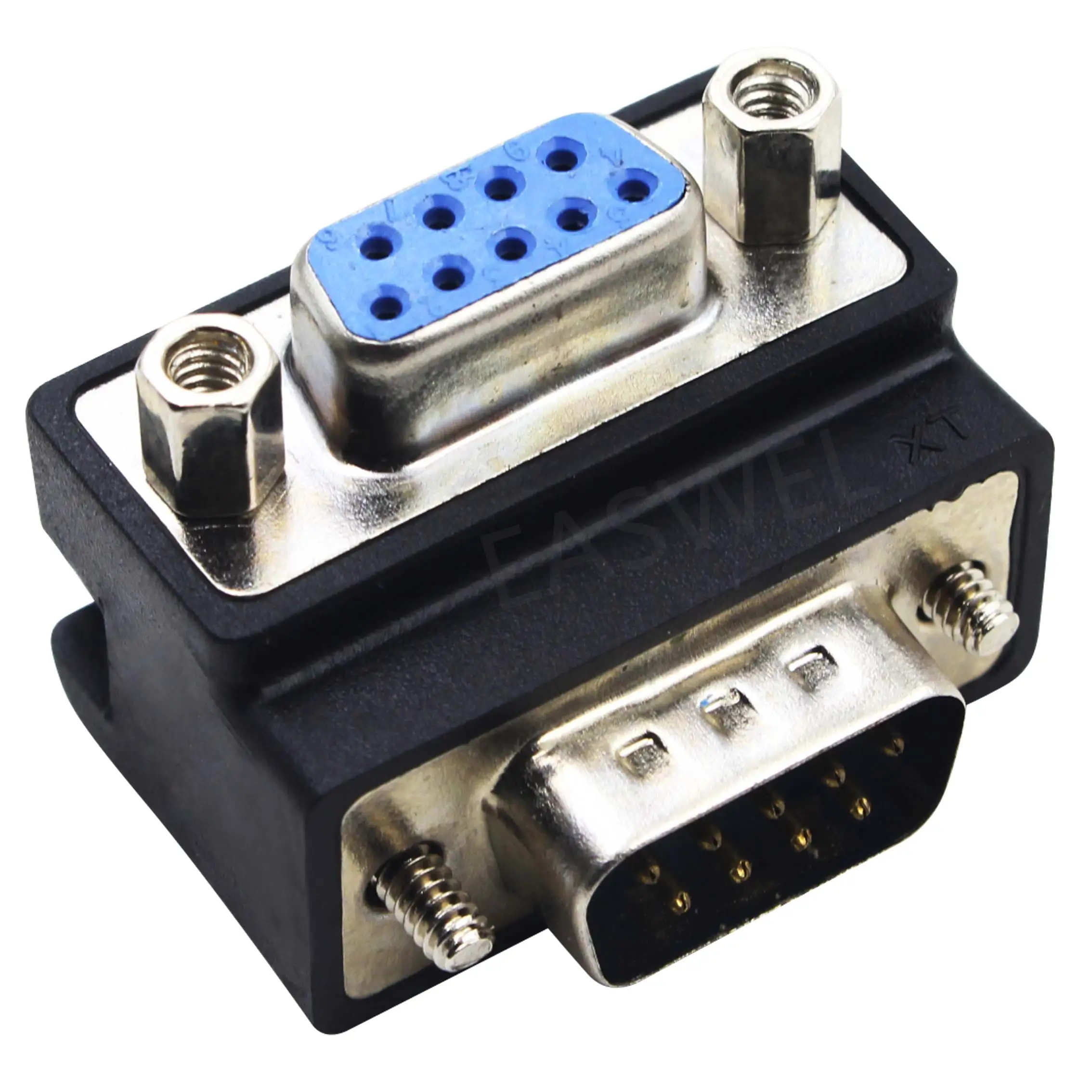 50 шт. вниз угловой 90D DB9pin к DB9 RS232 штекер к женскому удлинительному кабелю адаптер