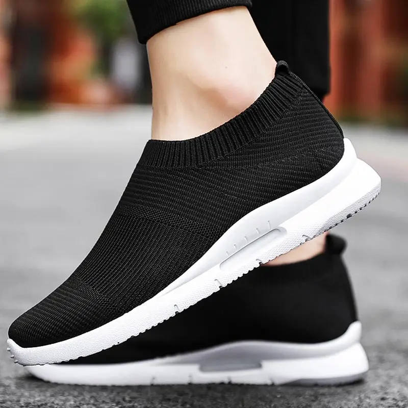 Lichtgewicht Slip Op Schoenen Sport Heren Sportschoenen Running Sneakers  Sokken Mannelijke Mand Zwart Walking Snickers Zaparillas E 464|Running  Shoes| - AliExpress