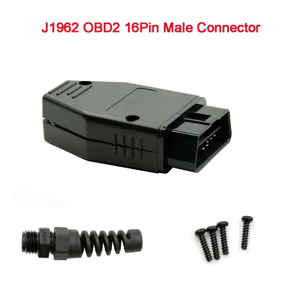 OBD2 Universal Connector obd2 16pin Adaptor eobd2 obdii Female Connector plug with screws J1962 OBD2 16Pin Male Plug Connector small car inspection equipment Code Readers & Scanning Tools