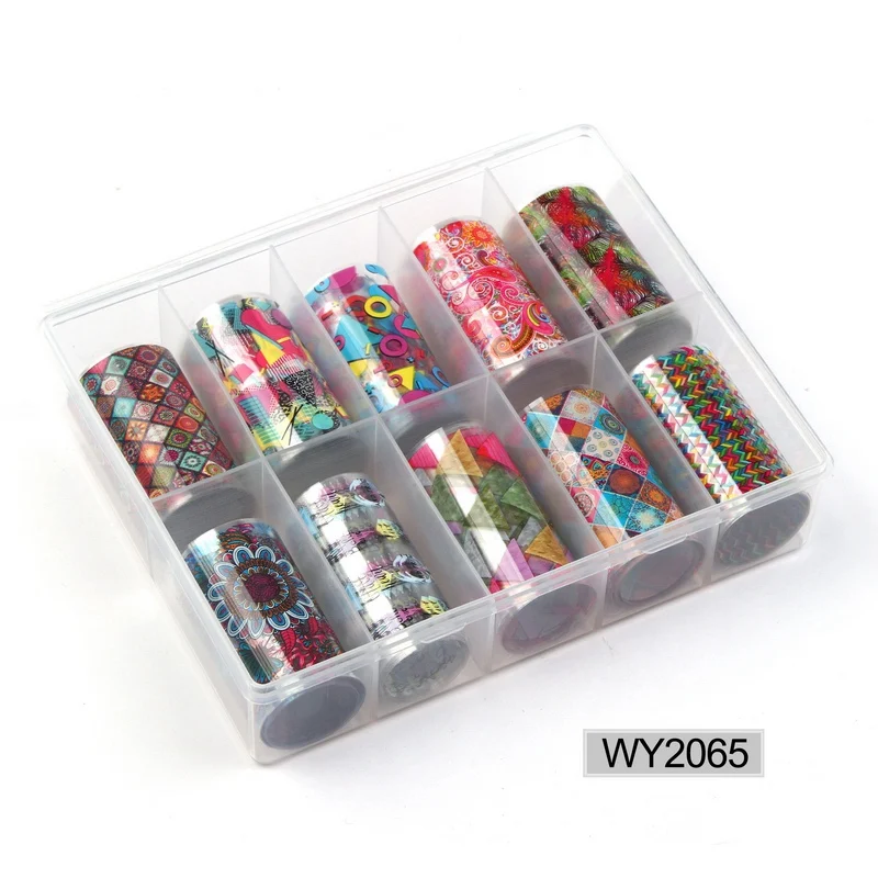 2065 Nail Foil 10 шт./компл. 4*100 см голографическое искусство ногтей Переводные Фольга наклейки бумага Звездное AB Цвет Фольга для ногтей наклейки для хобби ногтевой дизайн - Цвет: 2065 Nail Foil