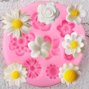 

Flower Silicone Molds DIY Rose Daisy Peony Cupcake Topper Fondant Cake Decorating Tools Candy Clay Chocolate Gumpaste Mould