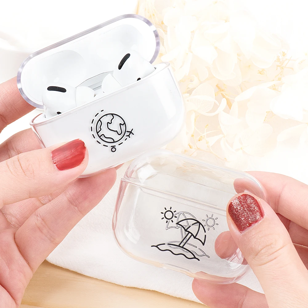 Прозрачный жесткий чехол из поликарбоната для Apple AirPods Pro, чехол, классный милый чехол с рисунком для AirPods Pro Air Pods Pro Funda, простая карта